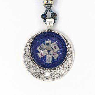 Handmade Fantasy Scroll Pendant violet & blue Medieval Miniatures