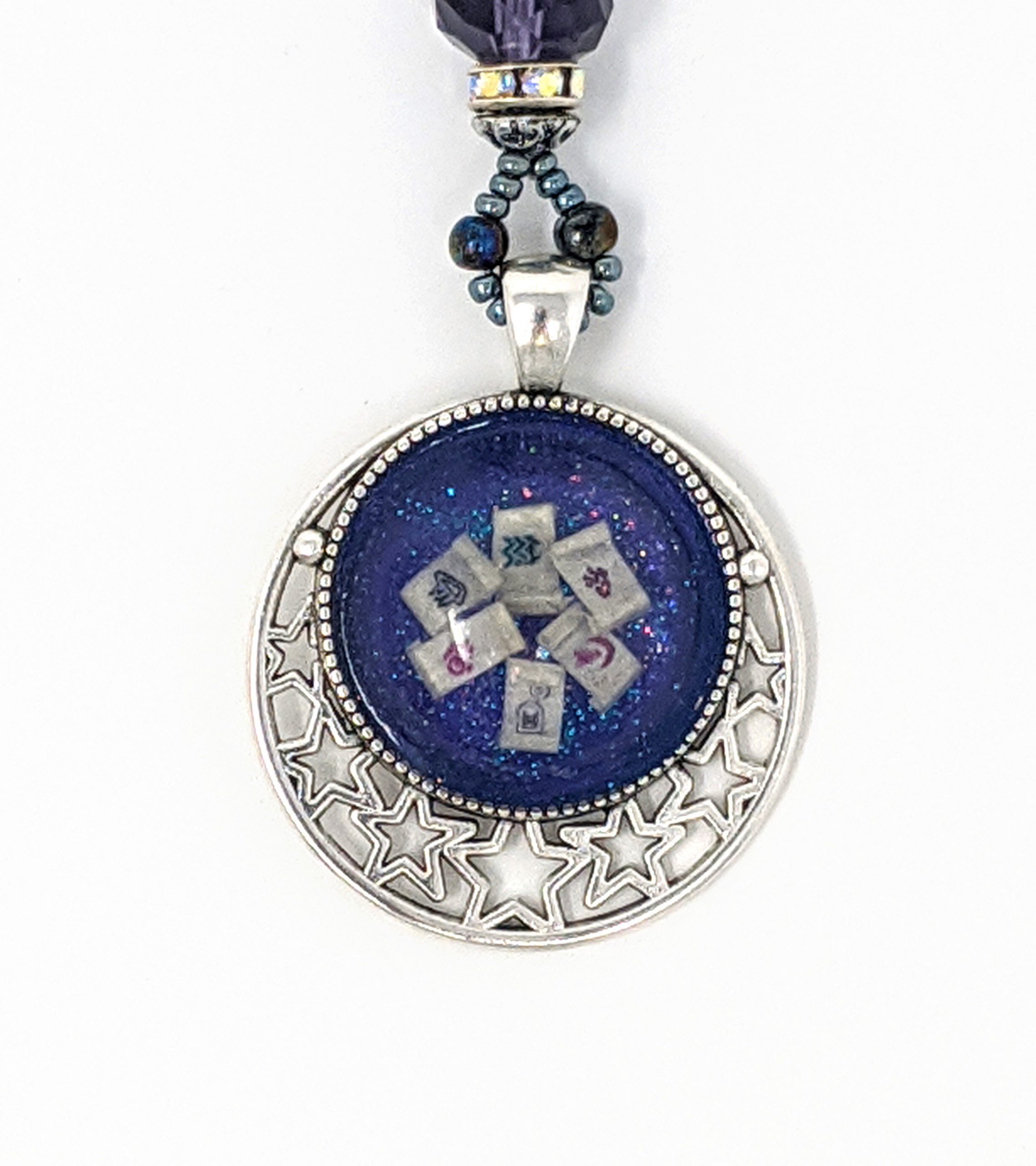 Handmade Fantasy Scroll Pendant violet & blue Medieval Miniatures