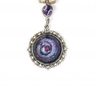 Handmade fantasy purple galaxy pendant Medieval Miniatures