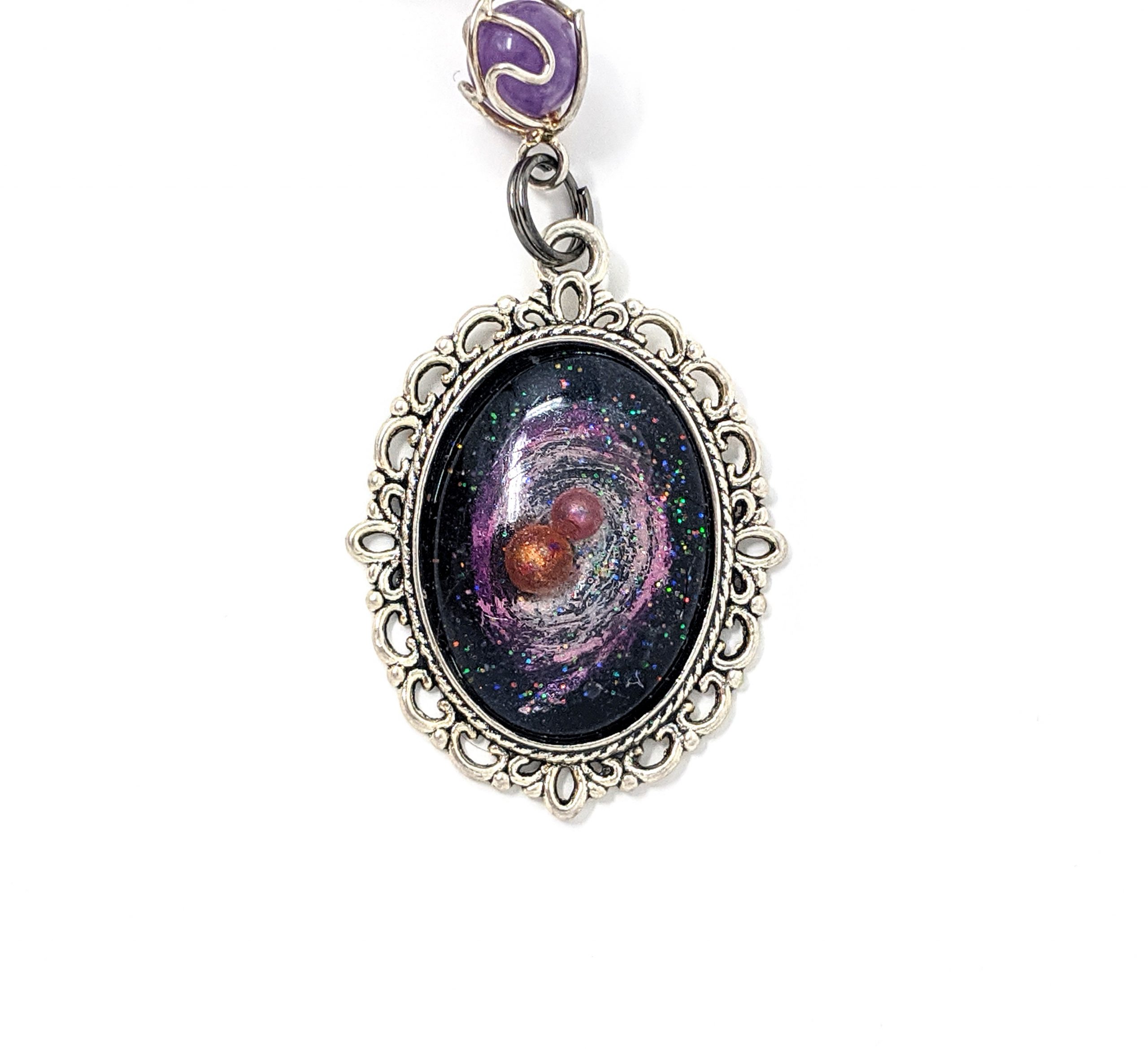 Handmade fantasy pink galaxy pendant Medieval Miniatures
