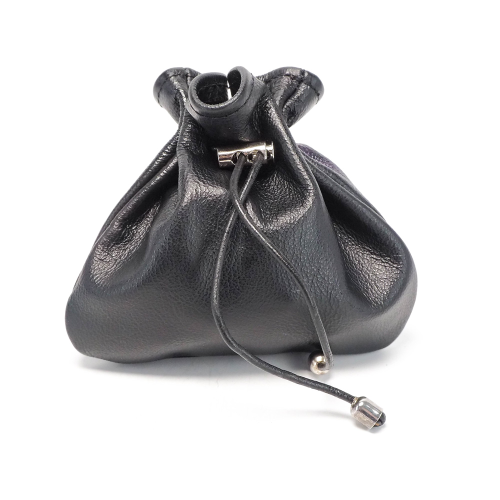 Handmade Leather Purple and Gold Dragon Eye Dice Bag - Image 4