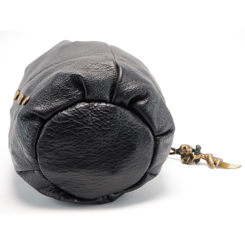 Handmade Leather Green, Gold, and Yellow Dragon Eye Dice Bag - Image 5