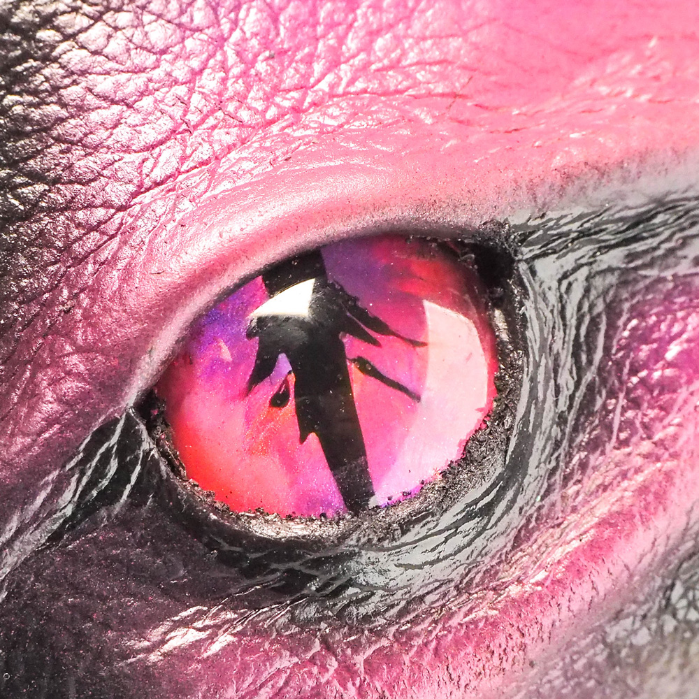 Handmade Leather Fuchsia and Bronze Snap Dragon Eye Coin Purse - Image 3
