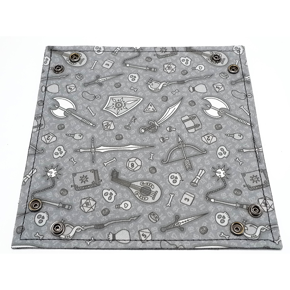 Leather Scroll Dice Tray - Grey Fantasy Icons Print - Image 3