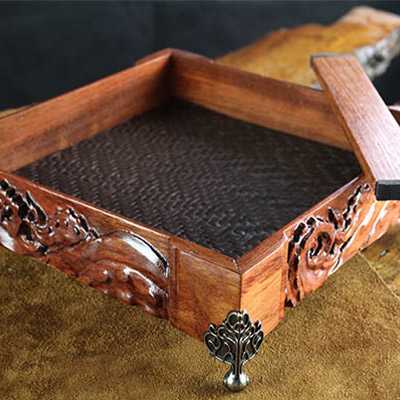 Ornate Hardwood Rolling Tray with Tentacles - Image 3