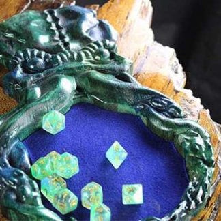 Cthulhu dice rolling tray with moss finish