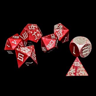 Vibrant pink Pandemic design aluminum luxury Level Up Dice set