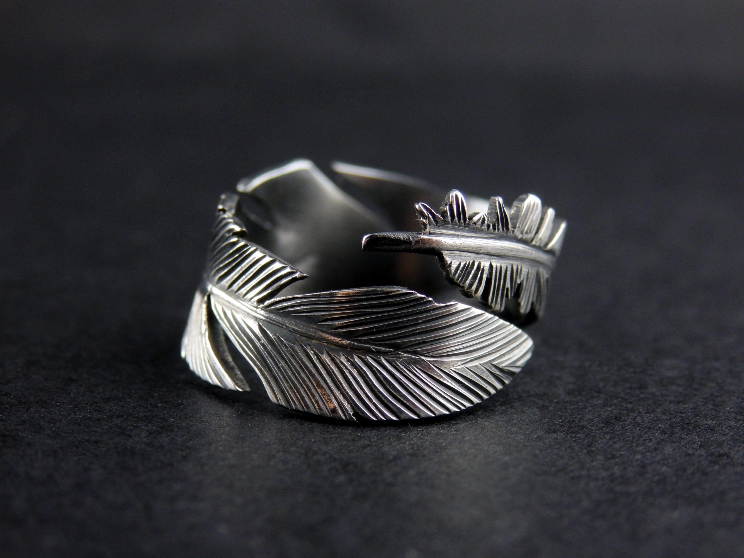 Fantasy Silver Ring Feather Design Lukas Craft