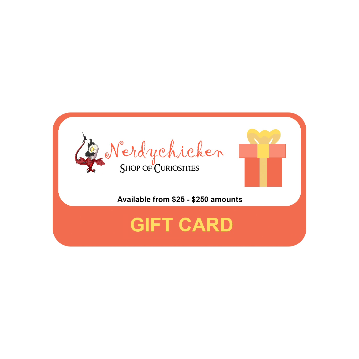 Nerdychicken Gift Card Variable Range