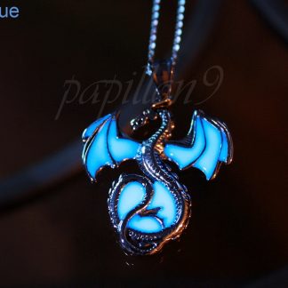 Glow-in-the-dark Dragon Pendant Necklace in blue