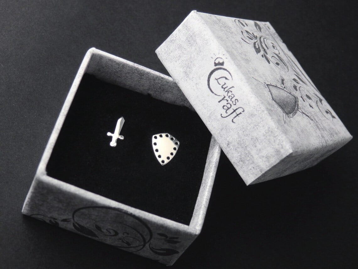 Sterling Silver Sword & Shield Earrings - Image 5
