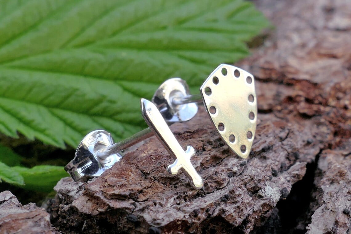 Sterling Silver Sword & Shield Earrings - Image 8